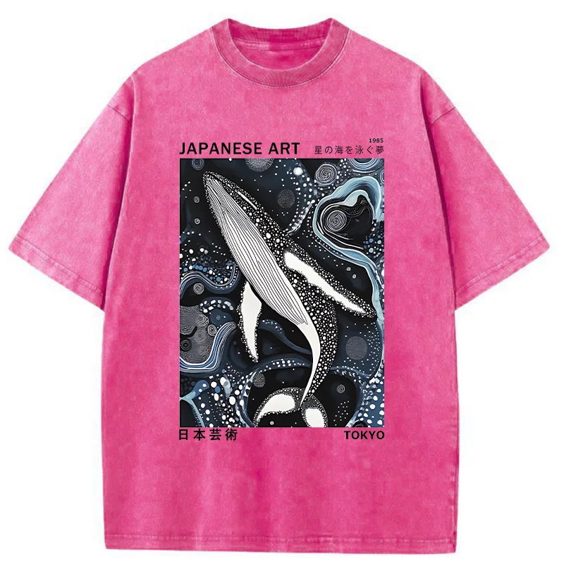 Tokyo-Tiger Polka Dot Art Whale Washed T-Shirt