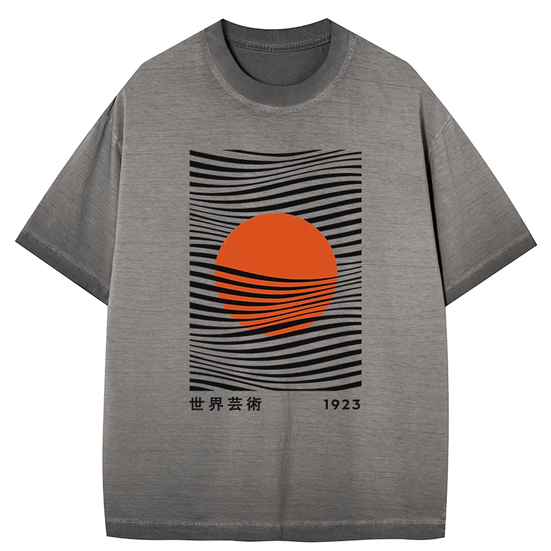 Tokyo-Tiger Minimalist Art Sun Gradient Washed T-Shirt