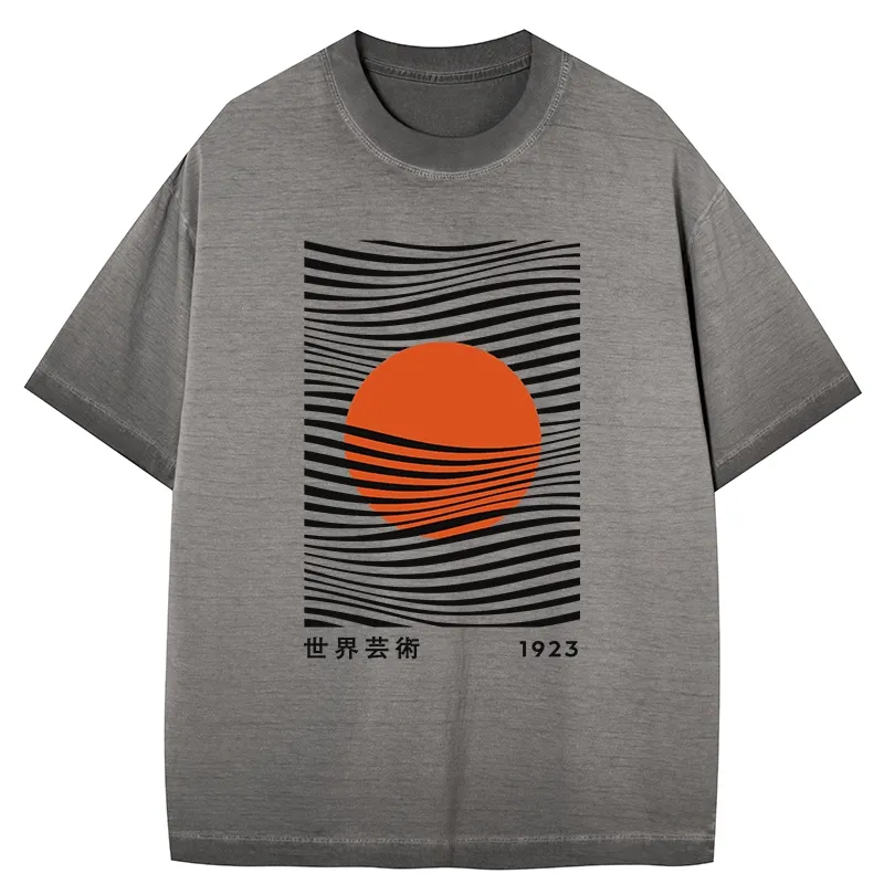 Tokyo-Tiger Minimalist Art Sun Gradient Washed T-Shirt