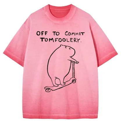 Tokyo-Tiger Capybara Is Ready To Do Something Bad Gradient Washed T-Shirt