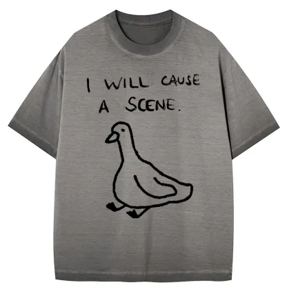 Tokyo-Tiger Stupid Goose Funny Japan Retro Gradient Washed T-Shirt