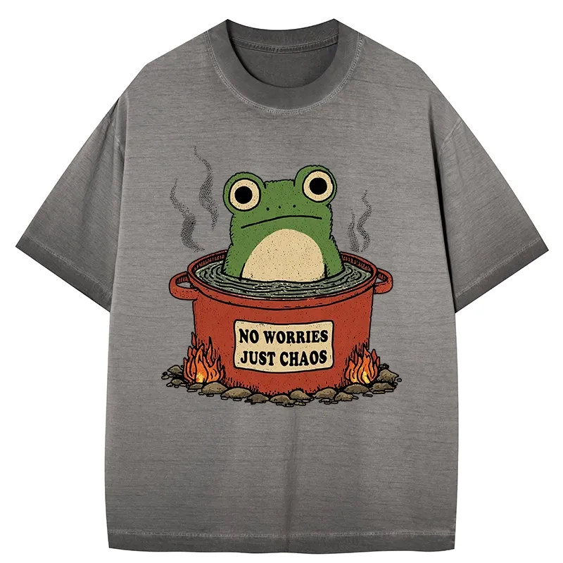 Tokyo-Tiger Frog：No Worries，Just Chaos Gradient Washed T-Shirt