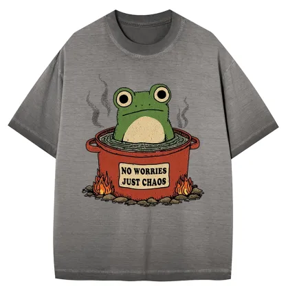 Tokyo-Tiger Frog：No Worries，Just Chaos Gradient Washed T-Shirt