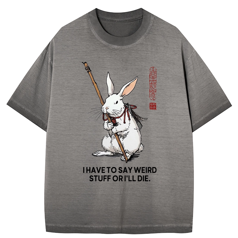 Tokyo-Tiger Rabbit Gotta Say Weird Stuff Or Die Gradient Washed T-Shirt