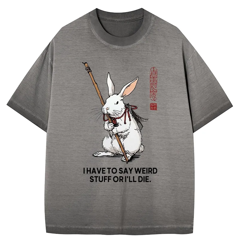 Tokyo-Tiger Rabbit Gotta Say Weird Stuff Or Die Gradient Washed T-Shirt