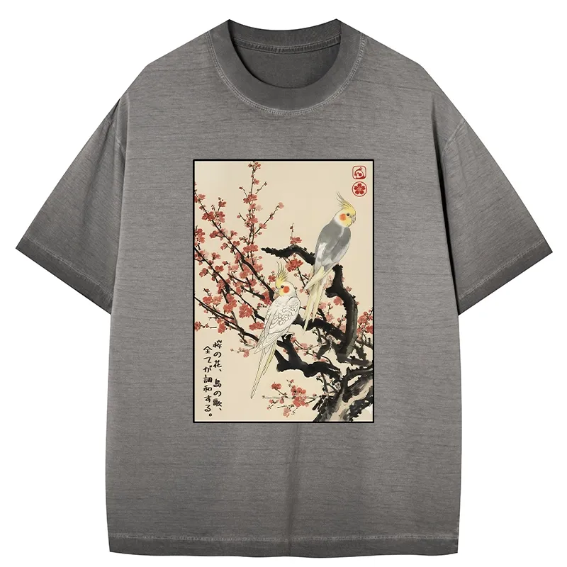 Tokyo-Tiger Whispers of Silent Blossoms Gradient Washed T-Shirt