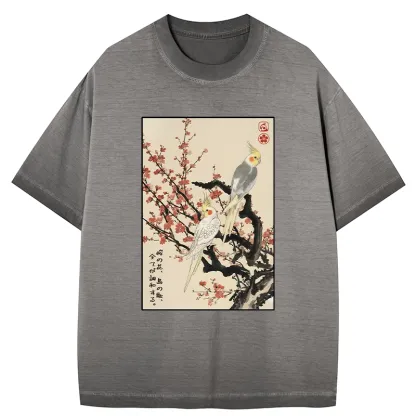 Tokyo-Tiger Whispers of Silent Blossoms Gradient Washed T-Shirt