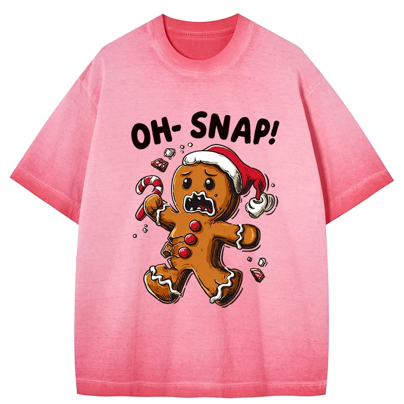 Tokyo-Tiger Oh Snap The Gingerbread Man's Christmas Chaos Gradient Washed T-Shirt