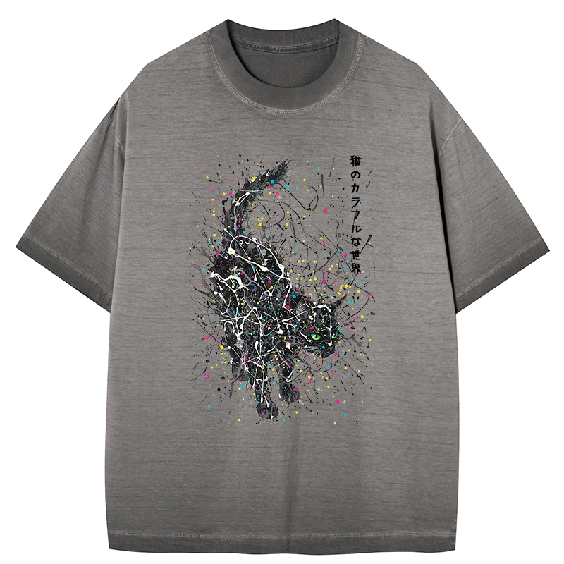 Tokyo-Tiger In The Spectrum Of Cats Gradient Washed T-Shirt