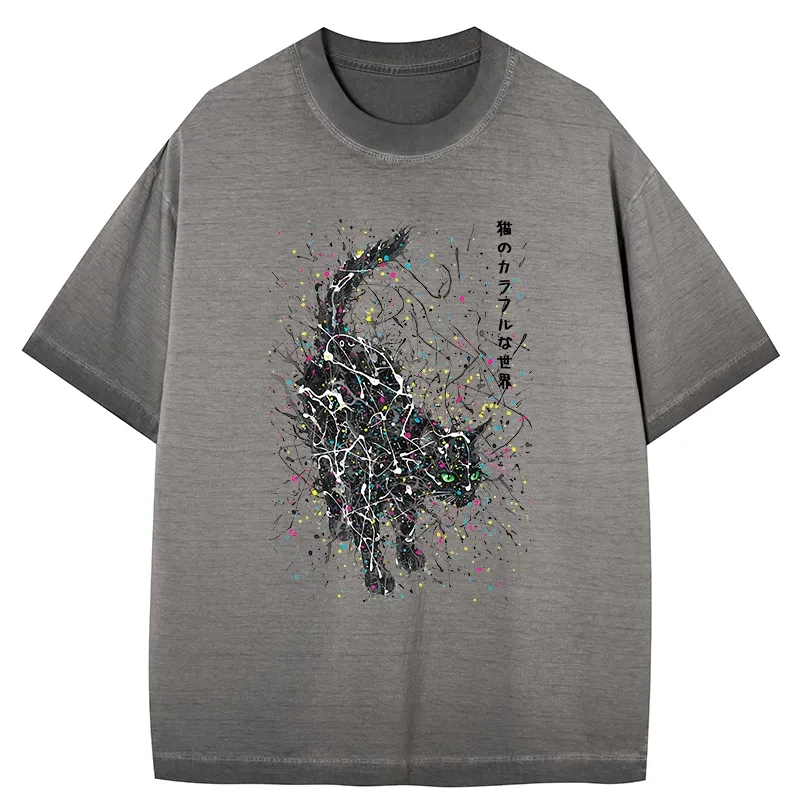 Tokyo-Tiger In The Spectrum Of Cats Gradient Washed T-Shirt