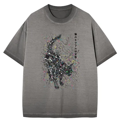 Tokyo-Tiger In The Spectrum Of Cats Gradient Washed T-Shirt