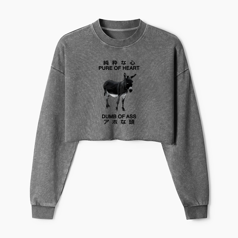 Tokyo-Tiger Pure Of Heart Dumb Of Ass Washed Crop Sweatshirt