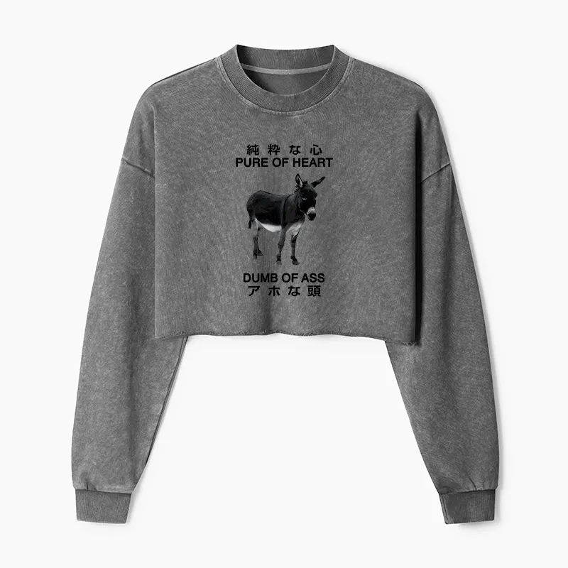 Tokyo-Tiger Pure Of Heart Dumb Of Ass Washed Crop Sweatshirt