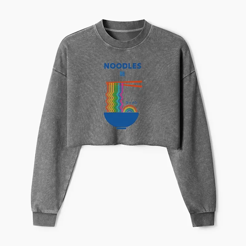 Tokyo-Tiger Rainbow Ramen Washed Crop Sweatshirt