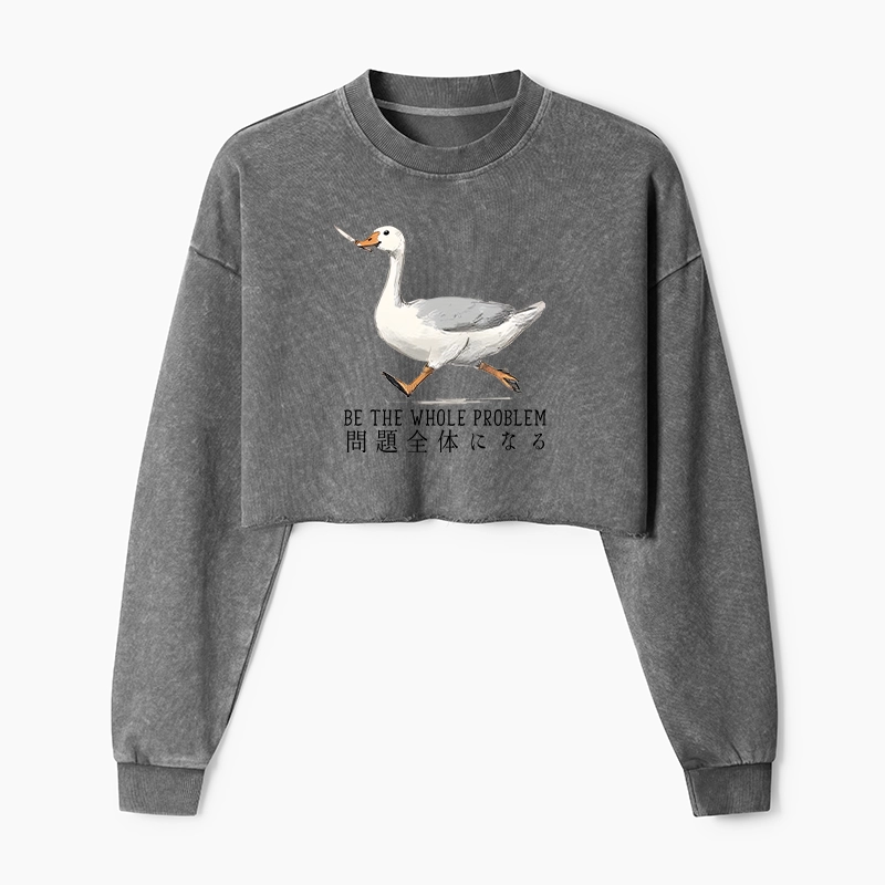 Tokyo-Tiger Running Stupid Goose Washed Crop Sweatshirt