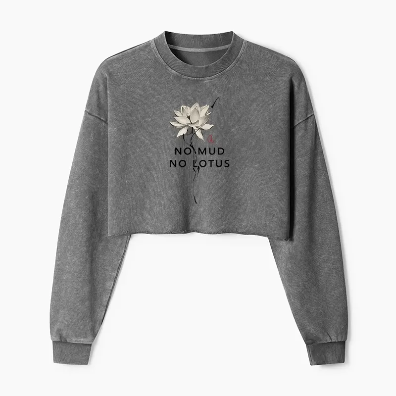 Tokyo-Tiger Japanese Zen Lotus Washed Crop Sweatshirt