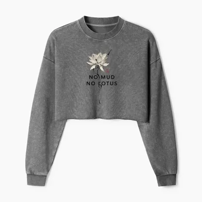 Tokyo-Tiger Japanese Zen Lotus Washed Crop Sweatshirt