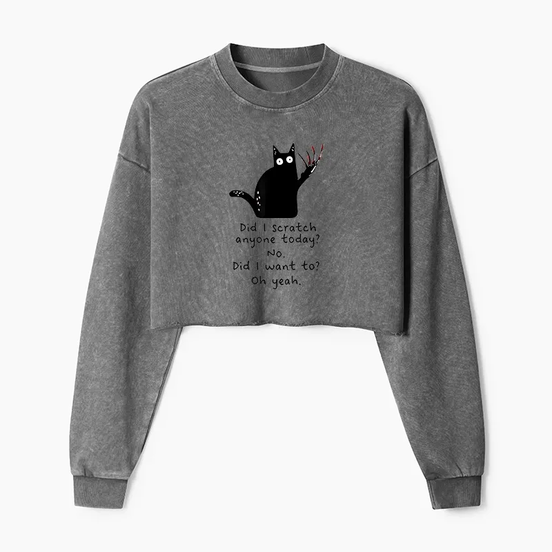 Tokyo-Tiger Cats With Sharp Claws Washed Crop Sweatshirt