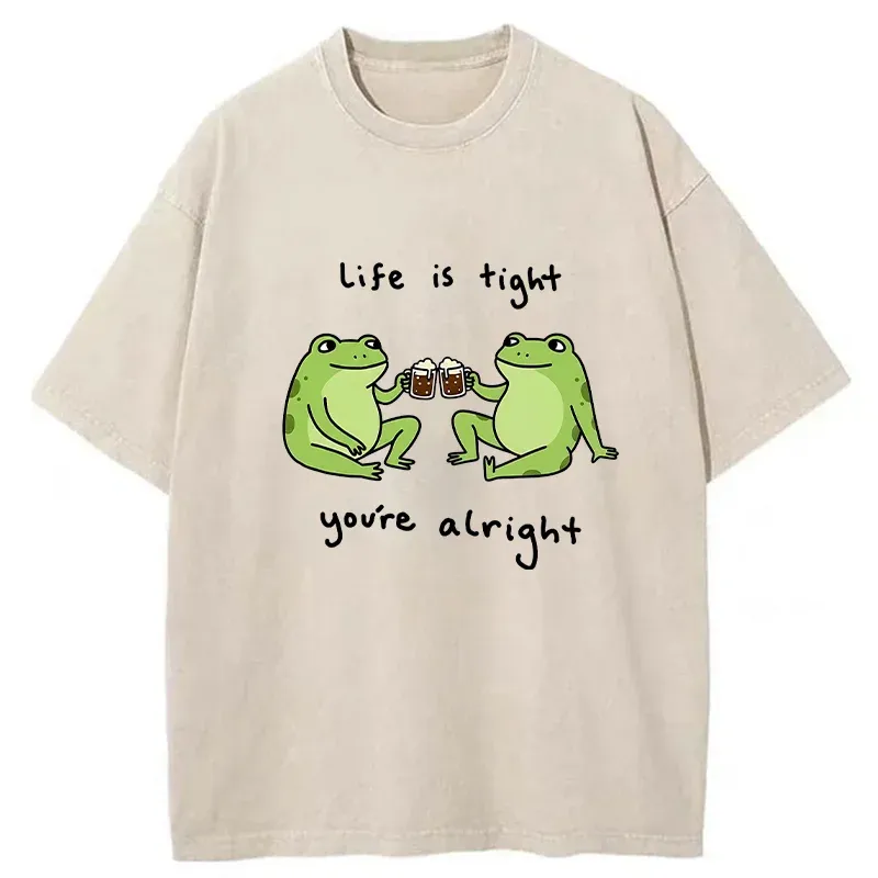 Tokyo-Tiger Frog's Happy Life Washed T-Shirt