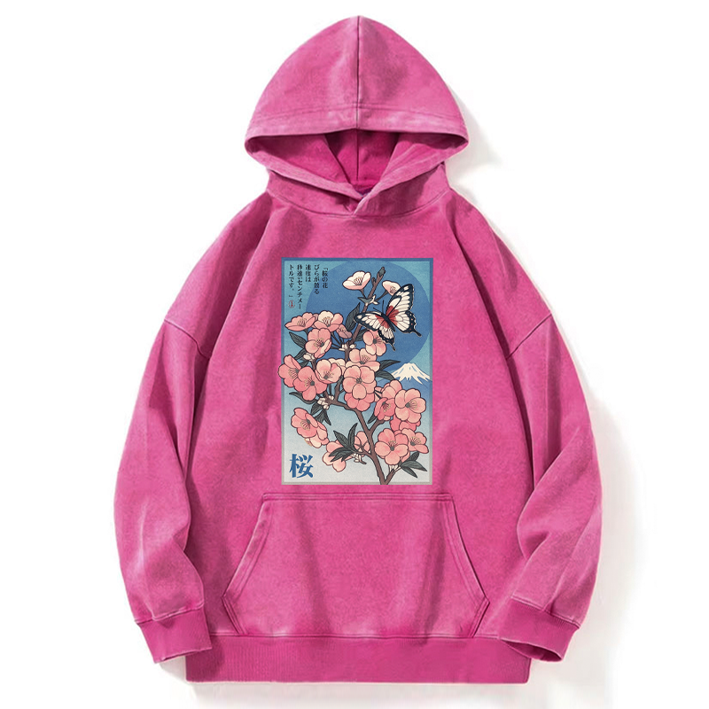 Tokyo-Tiger Ukiyoe Japanese Cherry blossoms Poster Washed Hoodie