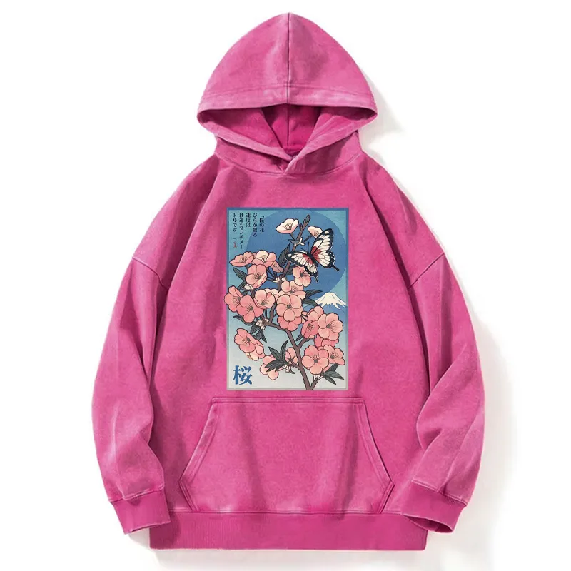 Tokyo-Tiger Ukiyoe Japanese Cherry blossoms Poster Washed Hoodie