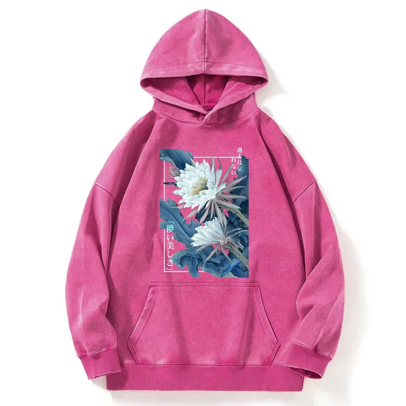 Tokyo-Tiger Vintage Epiphyllum-Short-lived beauty Poster Washed Hoodie