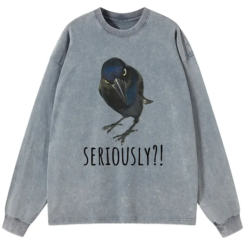 Tokyo-Tiger Raven's Question Washed Long Sleeve T-Shirt