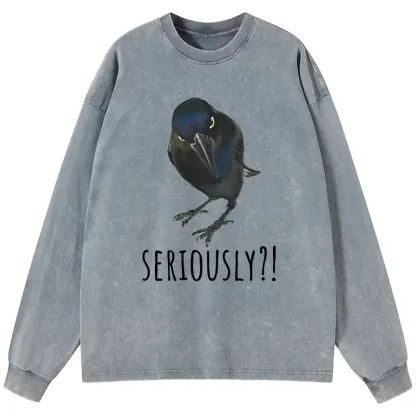 Tokyo-Tiger Raven's Question Washed Long Sleeve T-Shirt