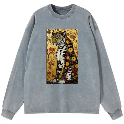 Tokyo-Tiger Magnificent Leopard Washed Long Sleeve T-Shirt