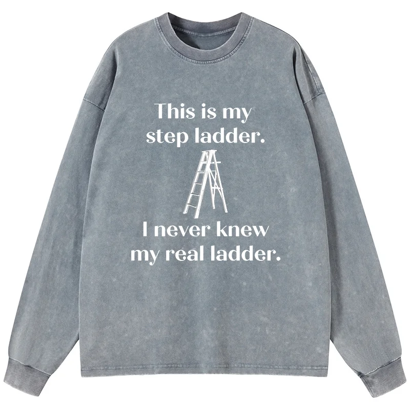 Tokyo-Tiger A Real Ladder Funny Washed Long Sleeve T-Shirt
