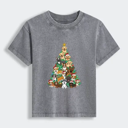 Tokyo-Tiger Christmas Tree Dog Funny Women's Washed T-shirt