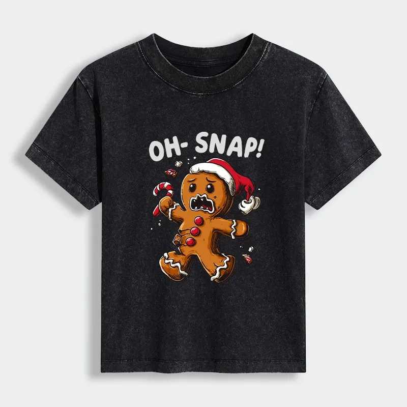 Tokyo-Tiger Oh Snap The Gingerbread Man's Christmas Chaos Women's Washed T-shirt