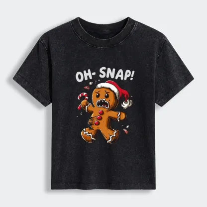 Tokyo-Tiger Oh Snap The Gingerbread Man's Christmas Chaos Women's Washed T-shirt