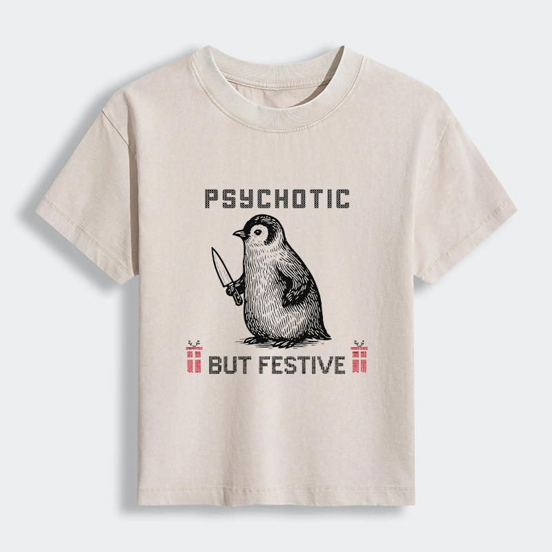 Tokyo-Tiger Overstimulated but Festive Christmas Women's Washed T-shirt