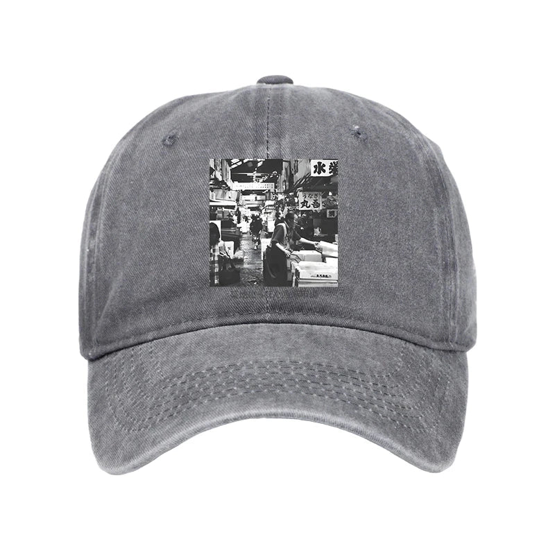 Tokyo-Tiger Tsukiji Fish Market Photo Washed Cap