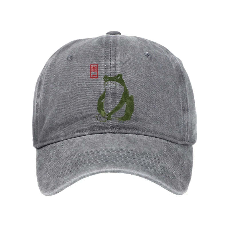 Tokyo-Tiger Woodblock Print Frog Washed Cap