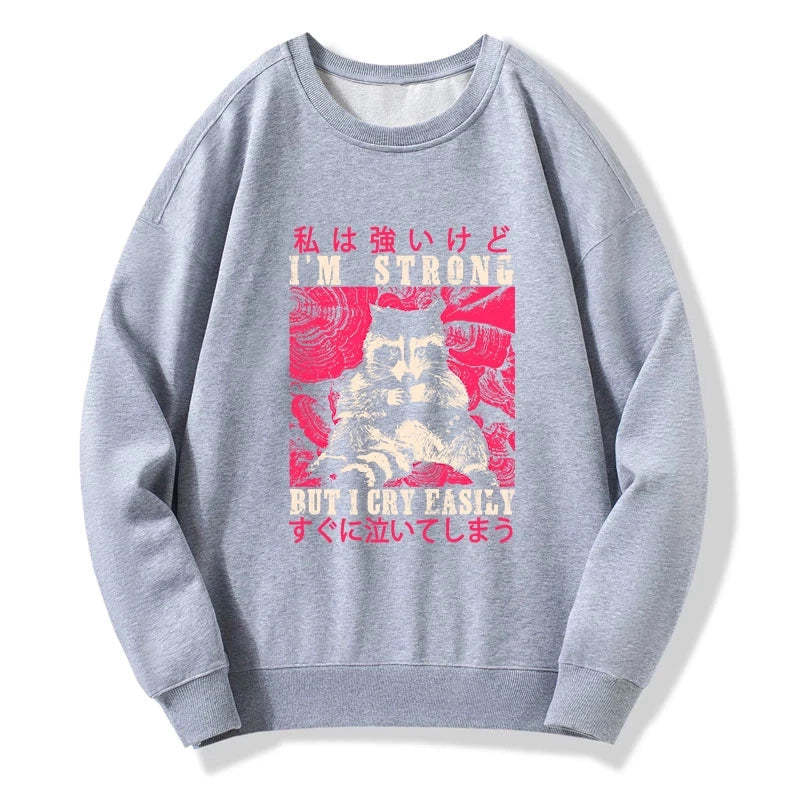 Tokyo-Tiger I Am Strong Raccoon Sweatshirt
