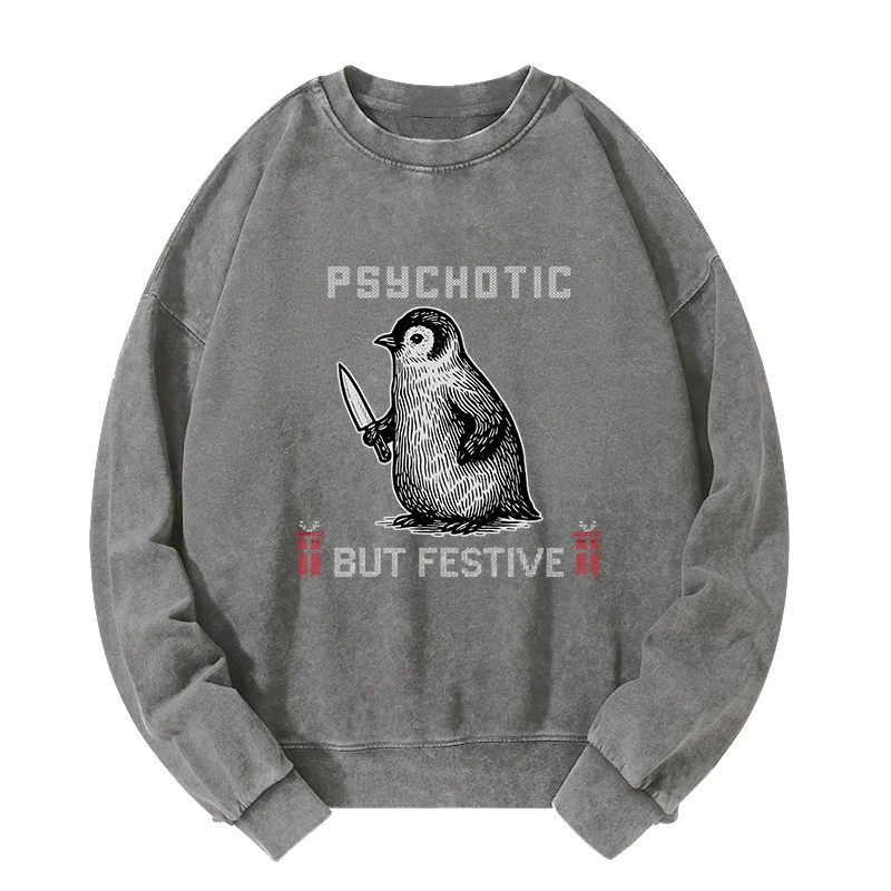 Tokyo-Tiger Overstimulated but Festive Christmas Washed Sweatshirt