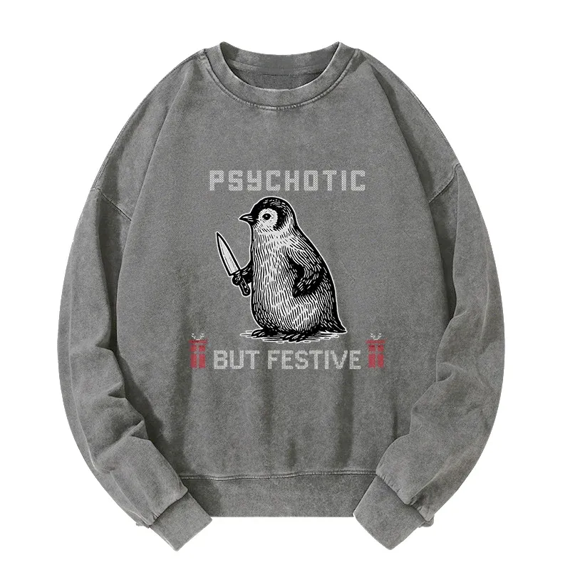 Tokyo-Tiger Overstimulated but Festive Christmas Washed Sweatshirt