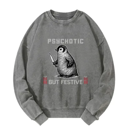 Tokyo-Tiger Overstimulated but Festive Christmas Washed Sweatshirt