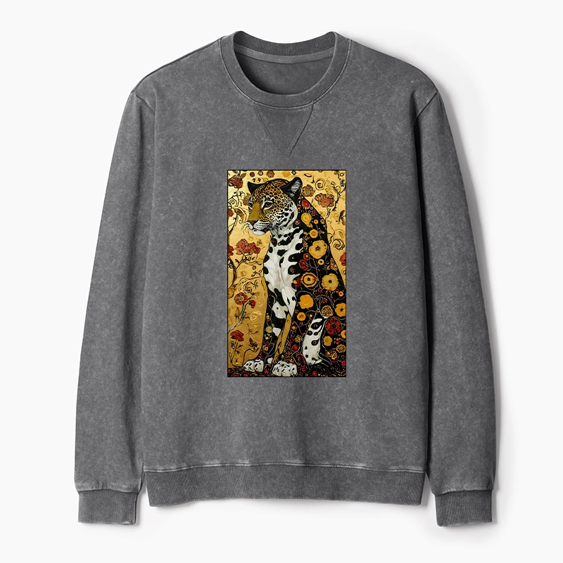 Tokyo-Tiger Magnificent Leopard Washed Terry Sweatshirt