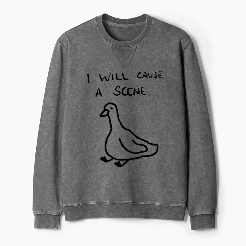 Tokyo-Tiger Stupid Goose Funny Japan Retro Washed Terry Sweatshirt