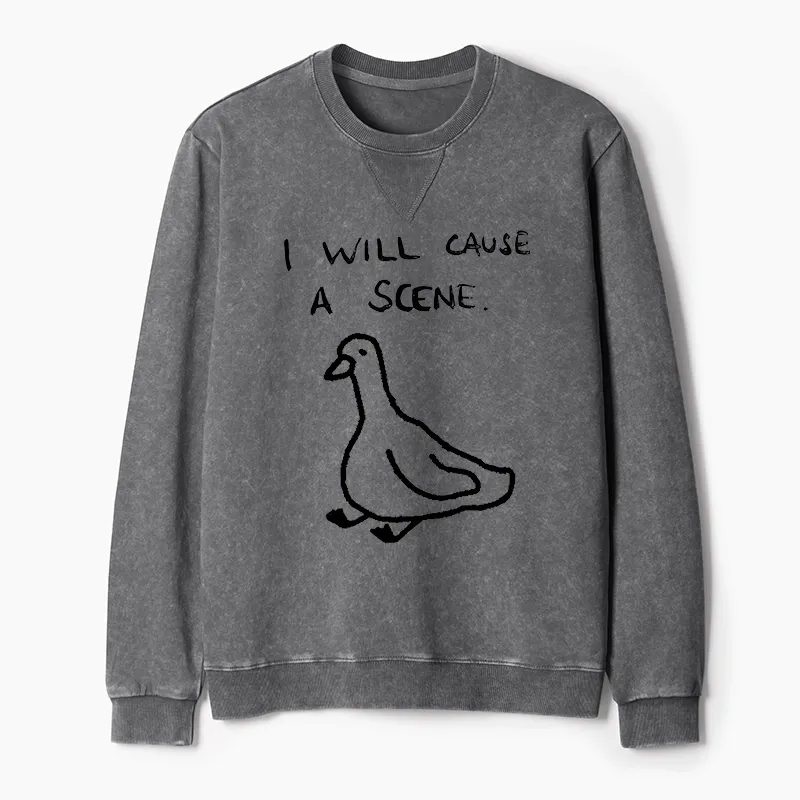 Tokyo-Tiger Stupid Goose Funny Japan Retro Washed Terry Sweatshirt