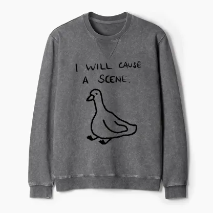 Tokyo-Tiger Stupid Goose Funny Japan Retro Washed Terry Sweatshirt