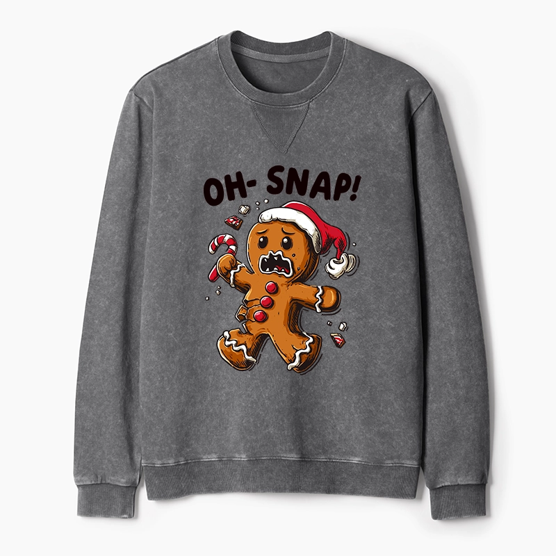 Tokyo-Tiger Oh Snap The Gingerbread Man's Christmas Chaos Washed Terry Sweatshirt
