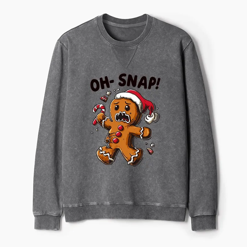 Tokyo-Tiger Oh Snap The Gingerbread Man's Christmas Chaos Washed Terry Sweatshirt