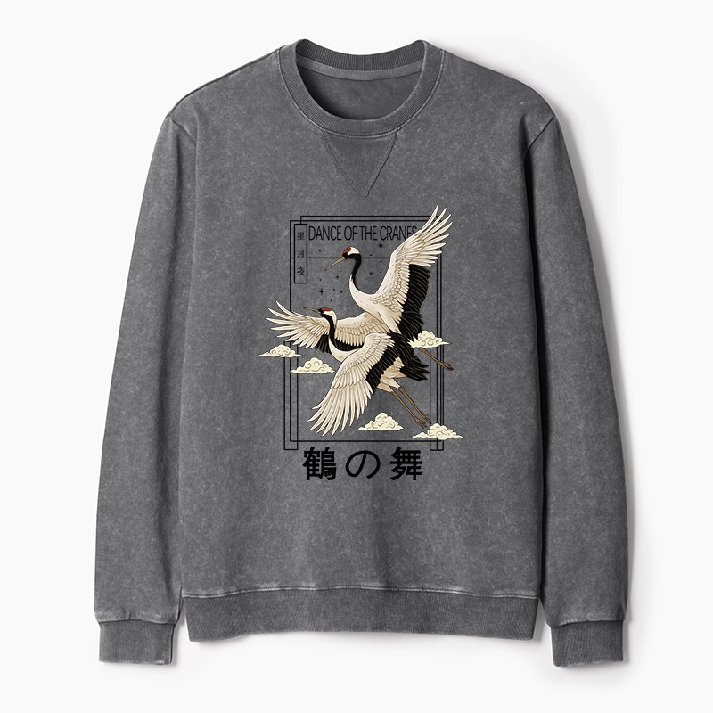 Tokyo-Tiger Dance Of The Cranes Washed Terry Sweatshirt