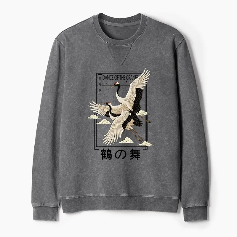 Tokyo-Tiger Dance Of The Cranes Washed Terry Sweatshirt