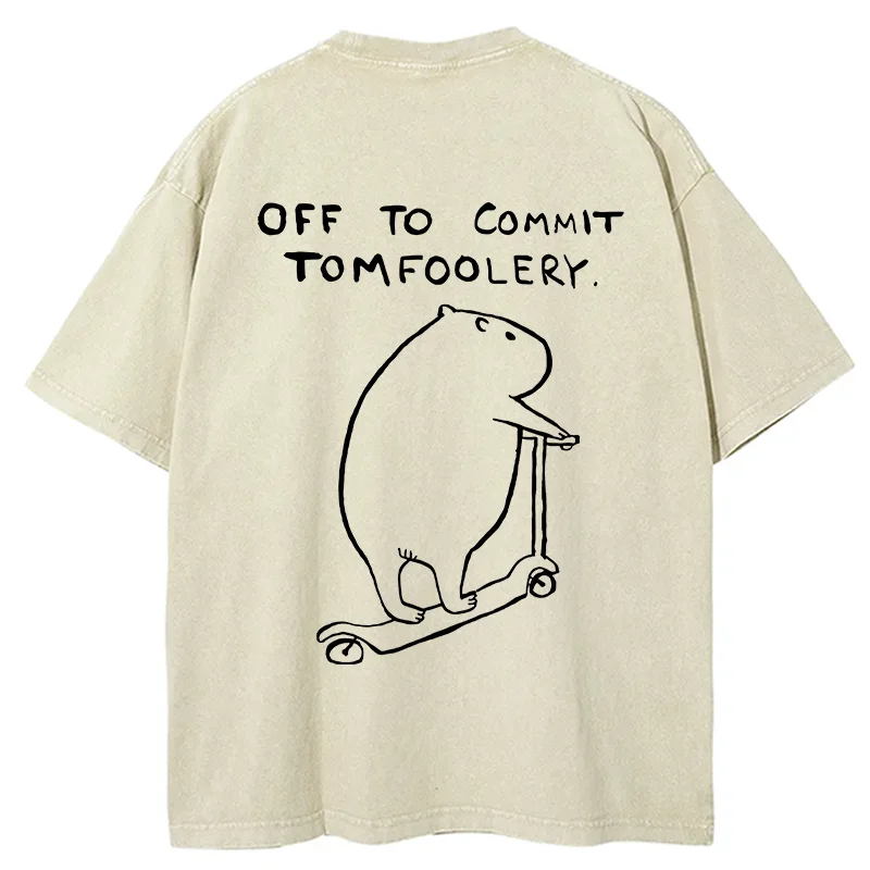 Tokyo-Tiger Capybara Is Ready To Do Something Bad Back Washed T-Shirt