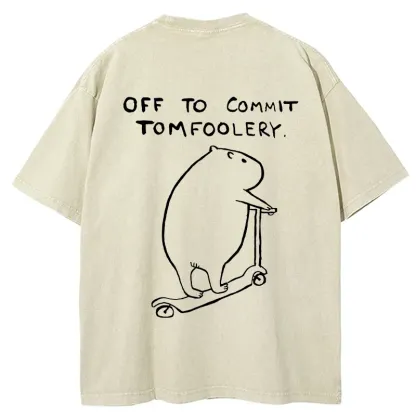 Tokyo-Tiger Capybara Is Ready To Do Something Bad Back Washed T-Shirt